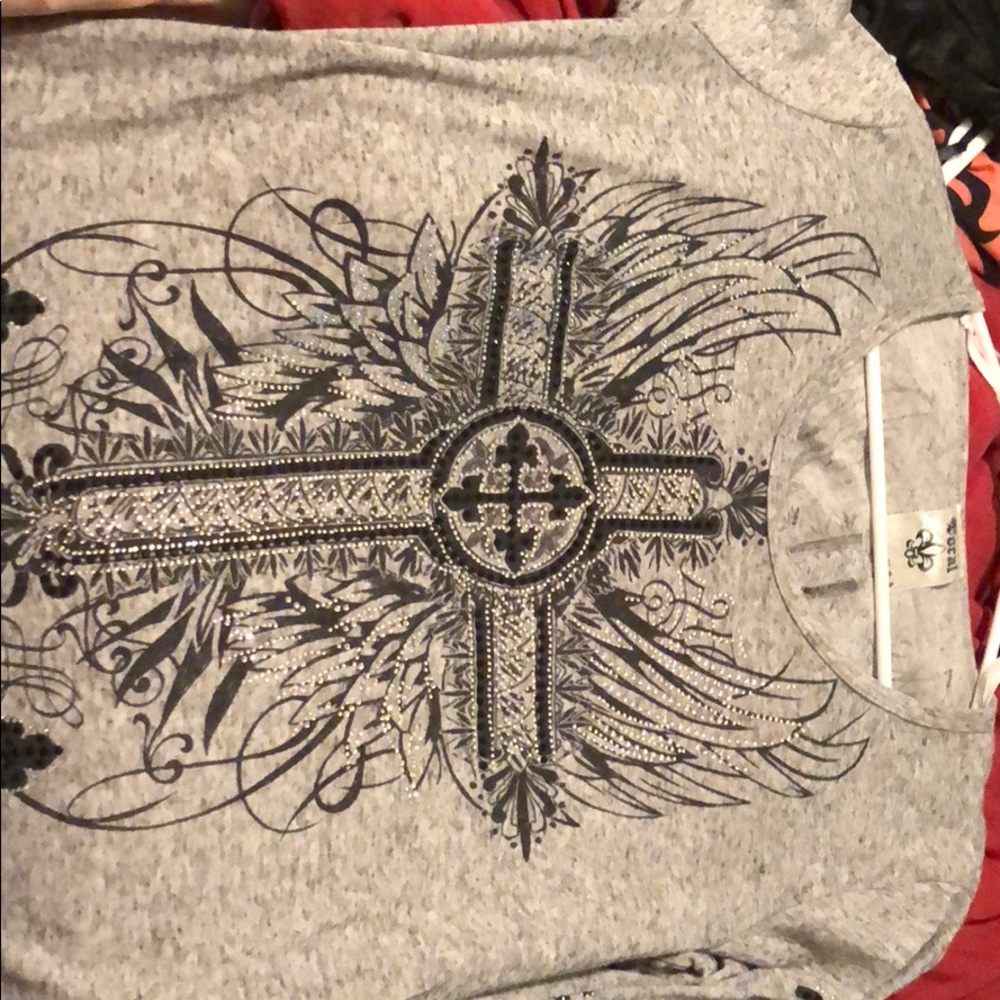 Vocal long Sleeve gray T-shirt with rhinestones